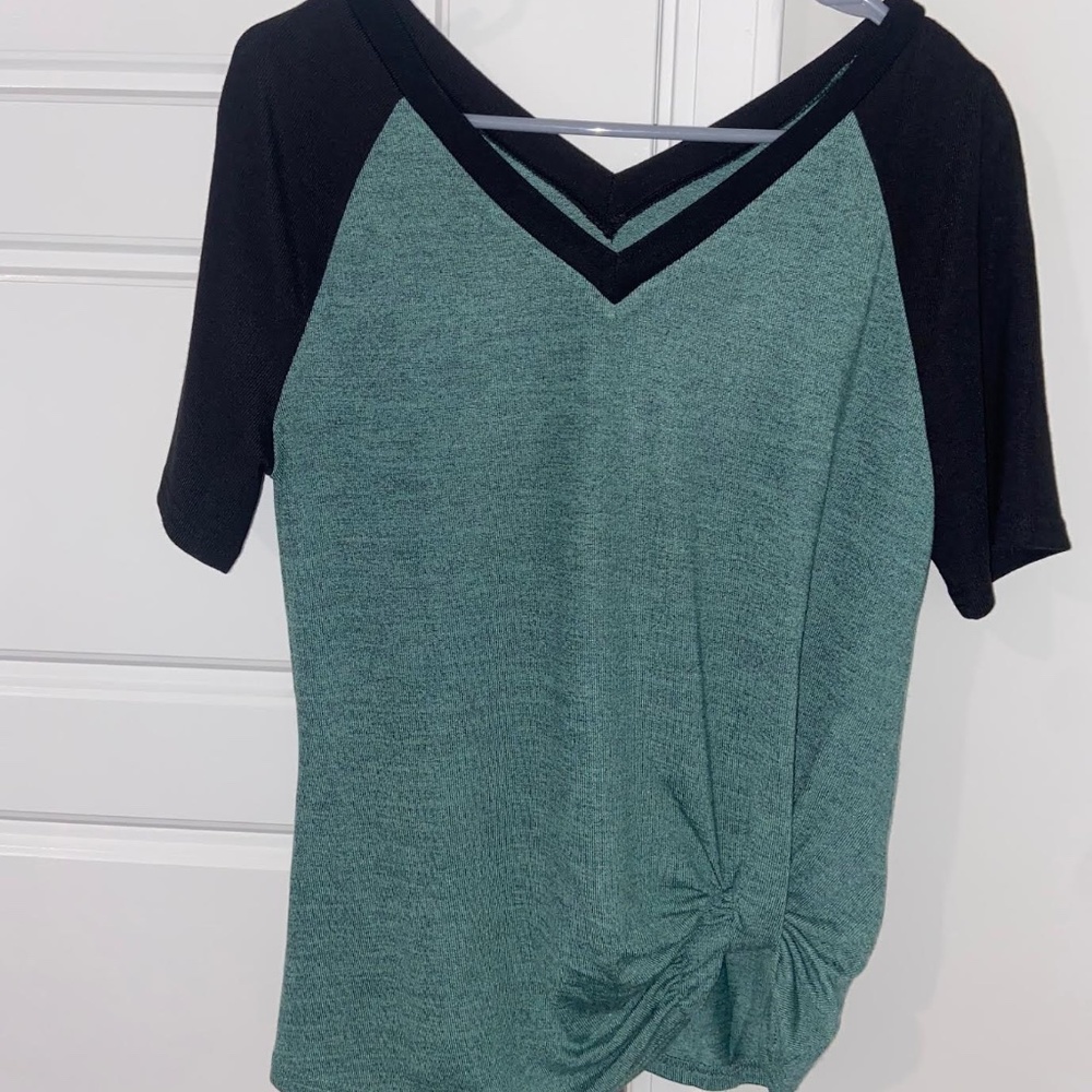 SHEIN green/black blouse.